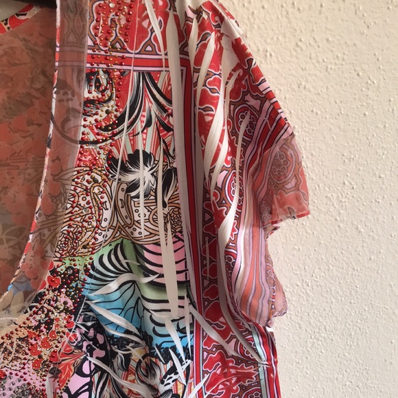 55) NWOT Blouse/tunic. Pretty multicolored print! - Picture 4 of 12